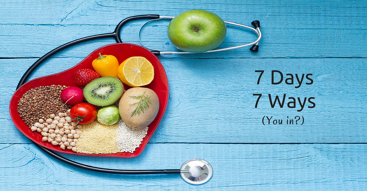8 Days. 8 Ways. Heart healthy foods with stethoscope